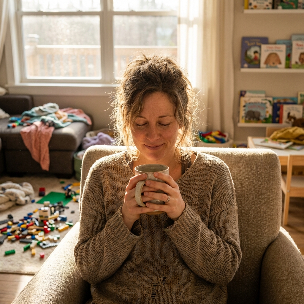 Mutter genießt einen Moment der Ruhe